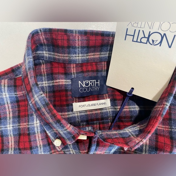 NEW- Mens North Country Long Sleeve Button Down Shirt PortugeseFlannel Red - Picture 5 of 9
